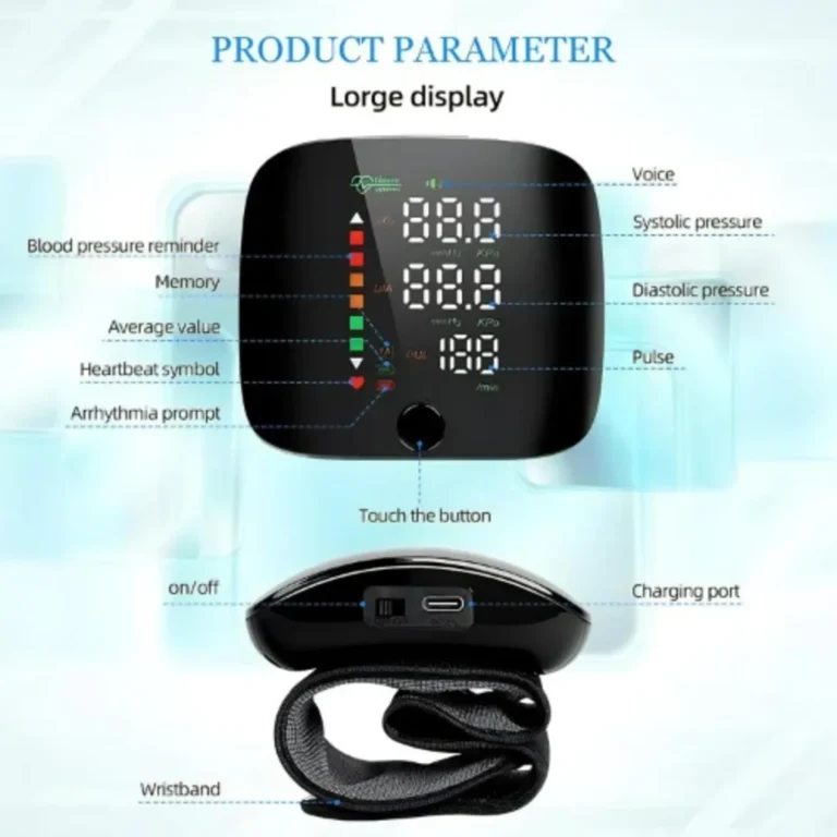 (FREE HOME DELIVERY) Rechargeable Wrist Blood Pressure Monitor – Digital BP Machine with Large LED Display & Voice Broadcast - Image 3