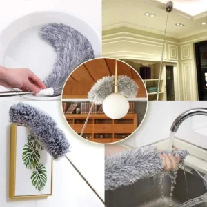 Flexible Microfiber Feather Duster Kit with 30-100 Inches Telescoping Extension Pole