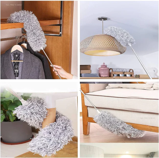 Flexible Microfiber Feather Duster Kit with 30-100 Inches Telescoping Extension Pole - Image 3
