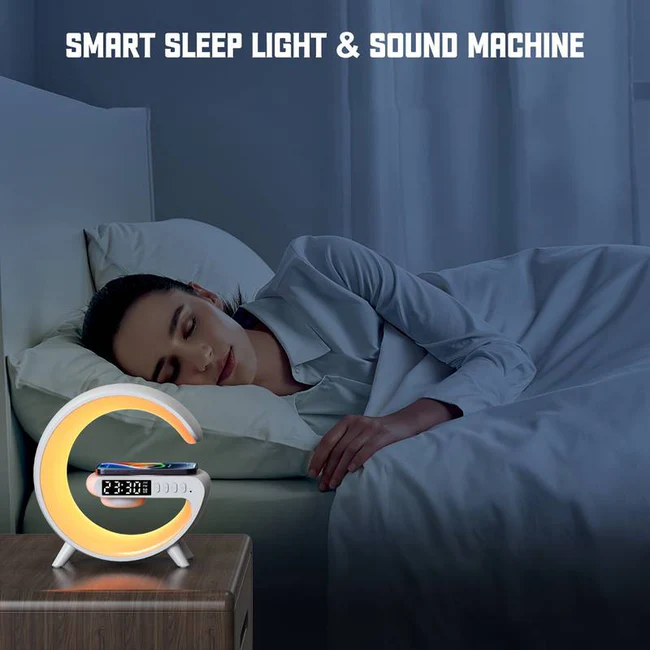Multifunctional Lamp With Bluetooth Speaker Wireless Charger Sunrise Wake-up & Alarm Clock - Image 3