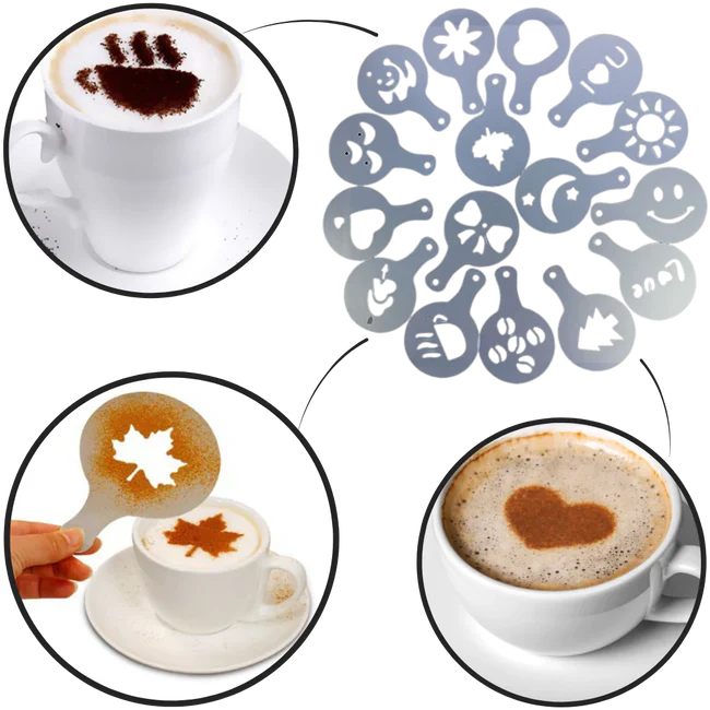 Pack Of 32 Pcs Coffee Stencil Template Set - Image 4