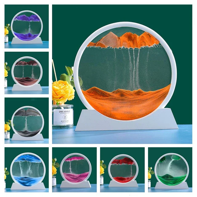 Moving Sand Art Pictures 3-d, Quicksand Painting Ornaments, Round Glass 3D Frame, Dynamic Sand Art Liquid Motion - Image 4