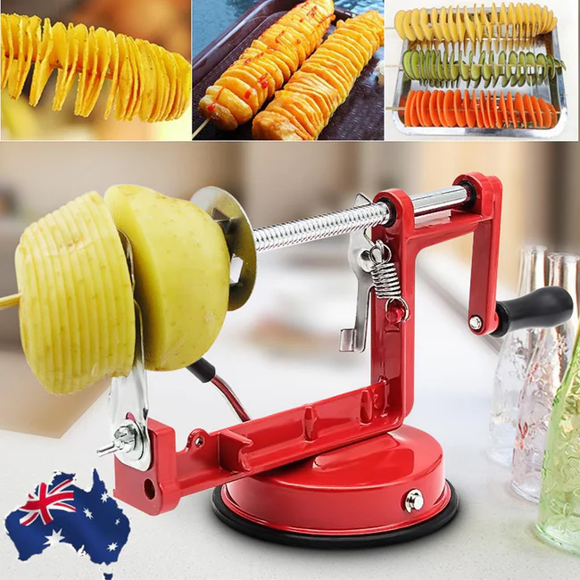 Manual Red Machine Vegetable Spiraliz Stainless Steel Twisted Potato Apple Slicer Spiral French Fry Cutter - Image 4