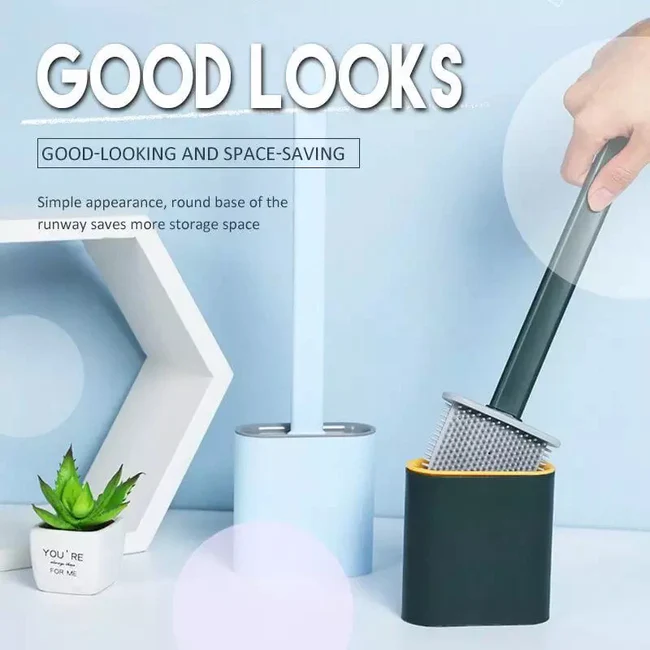 Bathroom Cleaning Silicone Toilet Brush With Holder - Image 3