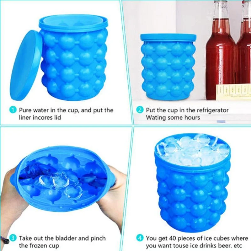 Silicone Ice Genie Cube Maker | 2-in-1 Ice Bucket Mold | Portable Soft Silicone Ice Cube Maker for Travel & Outdoor - Image 3