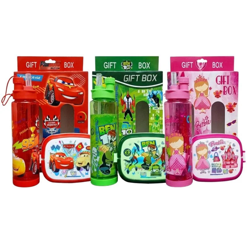 2-in-1 Kids Lunch Box & Water Bottle Set | School Combo Gift Pack with Bottle & Lunch Box | Multiple Cartoon Characters - Image 7