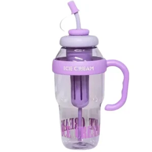 Ice Cream Water Bottle with Straw & Tea Infuser | 1400ml | | Large Capacity Gym & Summer Drink Bottle | Random color