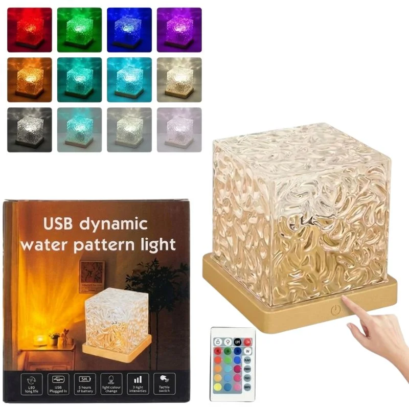 16 Colors Crystal Cube Ambient Light | RGB Water Ripple Lamp Projector with Remote Control | Dynamic Underwater Effect Mood Light for Bedroom, Living Room & Home Decor - Image 8