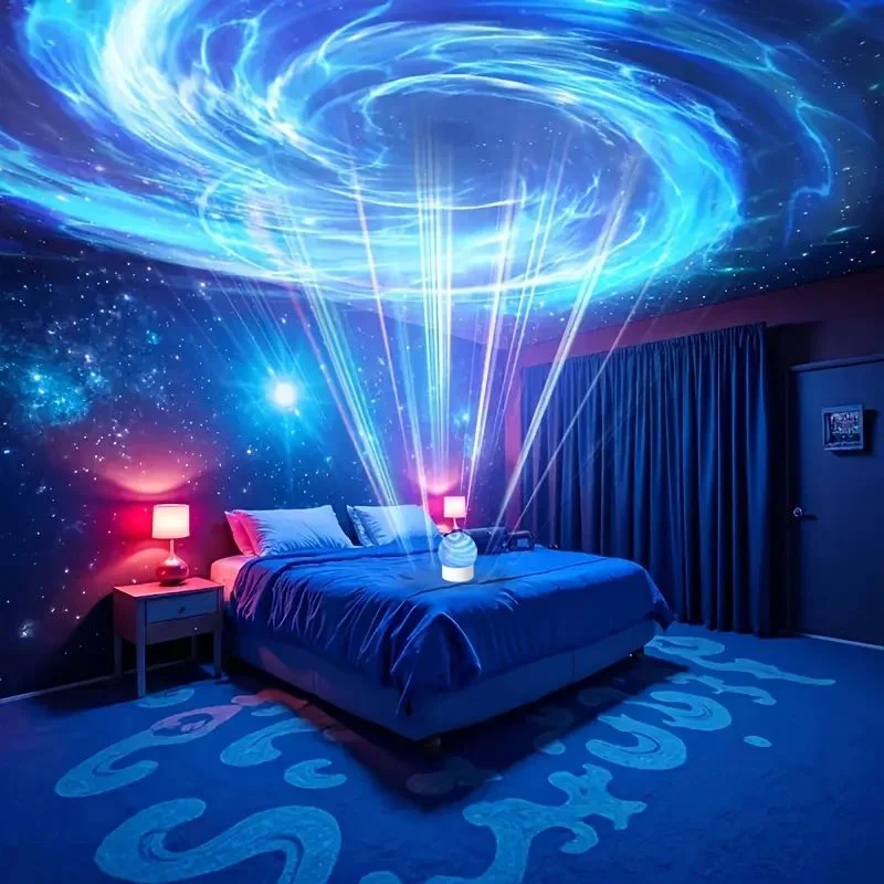 2-in-1 Ocean Wave Projector Light & Northern Aurora Lamp | 16 Colors RGB Night Light Projector | Bedroom Mood Lamp - Image 5