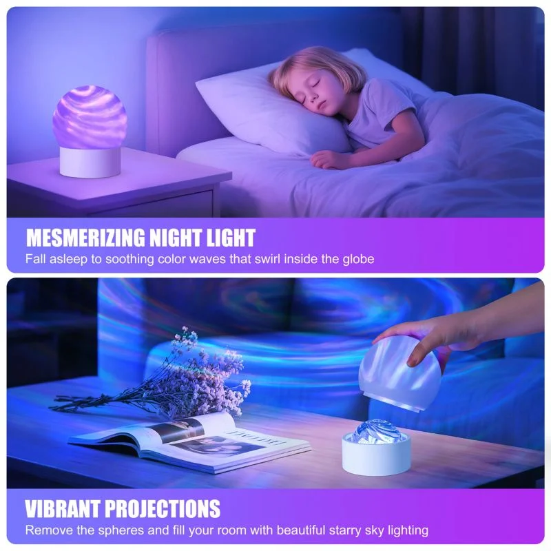 2-in-1 Ocean Wave Projector Light & Northern Aurora Lamp | 16 Colors RGB Night Light Projector | Bedroom Mood Lamp - Image 3
