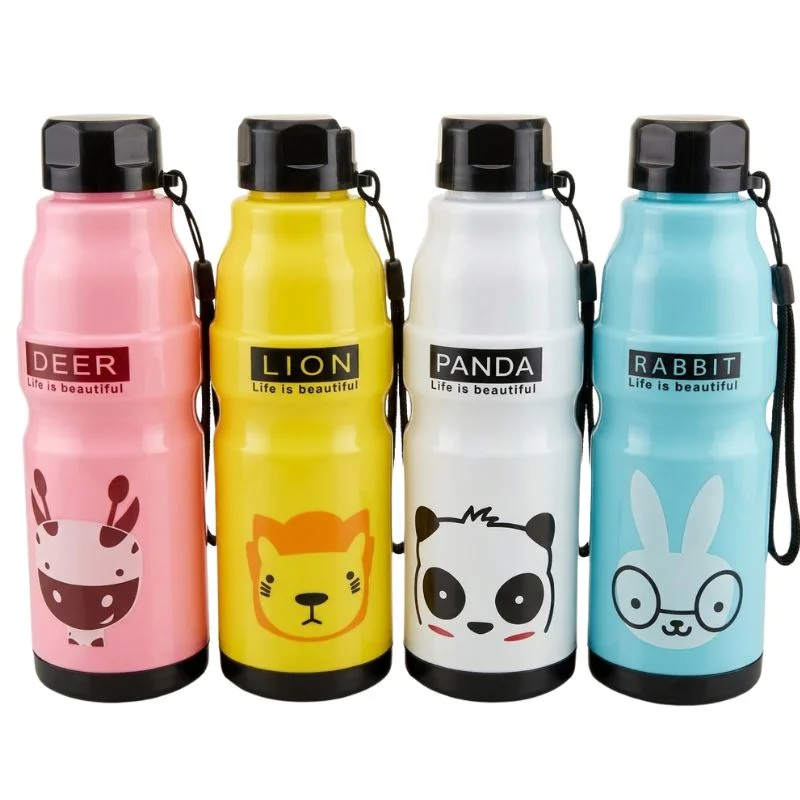Kids Water Bottle 650ml | Cute Minions Panda Rabbit Design | Leak-Proof BPA Free | Random Color - Image 4