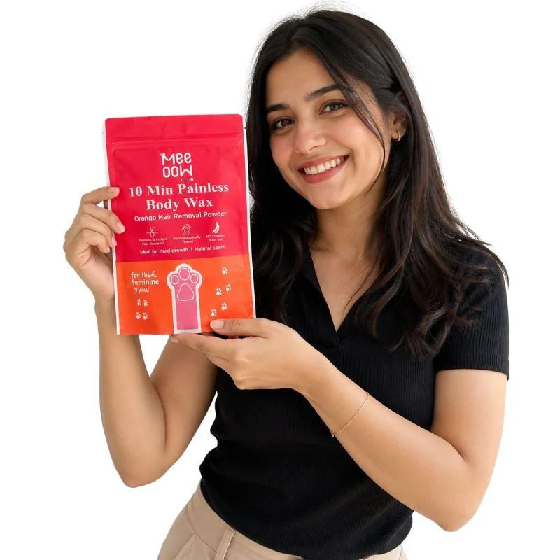 Meow Club 10-Min Painless Body Wax Powder with Spoon | Orange Hair Removal Wax for Smooth Skin - Image 4
