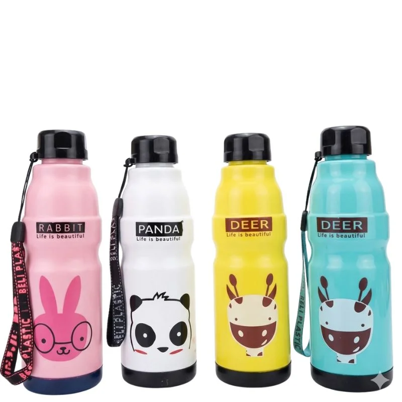 Kids Water Bottle 650ml | Cute Minions Panda Rabbit Design | Leak-Proof BPA Free | Random Color - Image 3
