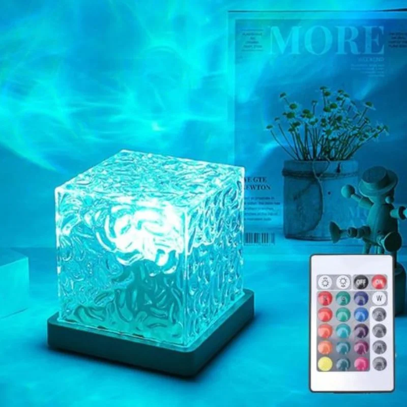 16 Colors Crystal Cube Ambient Light | RGB Water Ripple Lamp Projector with Remote Control | Dynamic Underwater Effect Mood Light for Bedroom, Living Room & Home Decor - Image 7