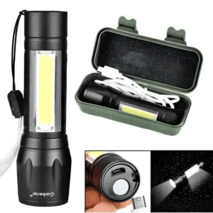 Metal COB Flashlight Torch | Mini Rechargeable LED Work Light & Waterproof Emergency Penlight