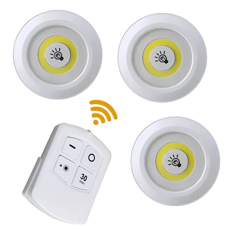 Pack of 3 LED Remote Control Tap Lights | Self-Adhesive Cabinet, Wardrobe & Kitchen Lights - Image 6