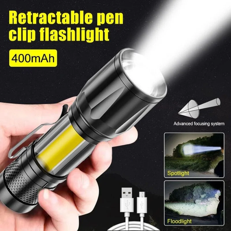 Metal COB Flashlight Torch | Mini Rechargeable LED Work Light & Waterproof Emergency Penlight - Image 4