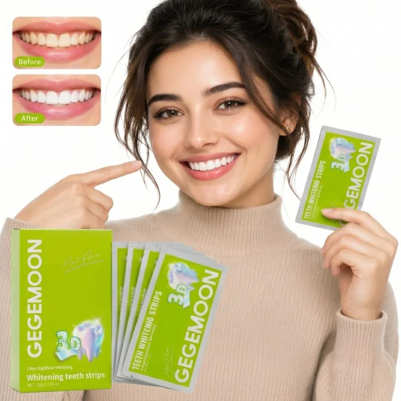 Gegemoon 3D Teeth Whitening Strips | Professional 7-Day Whitening Kit | Enamel Safe Whitening Strips | Deep Stain Removal | Mint Flavor | 7 Pairs - Image 3