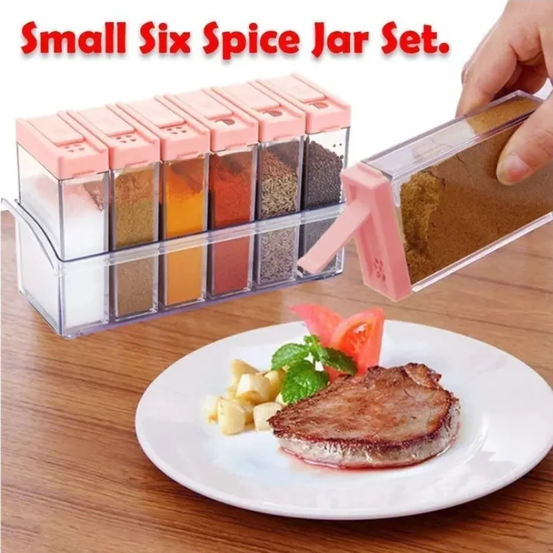 Spice Jars Dispenser Masala Rack | Crystal Seasoning Storage Set with Easy Flow Design | Airtight Kitchen Storage Containers | Set of 6 - Image 3