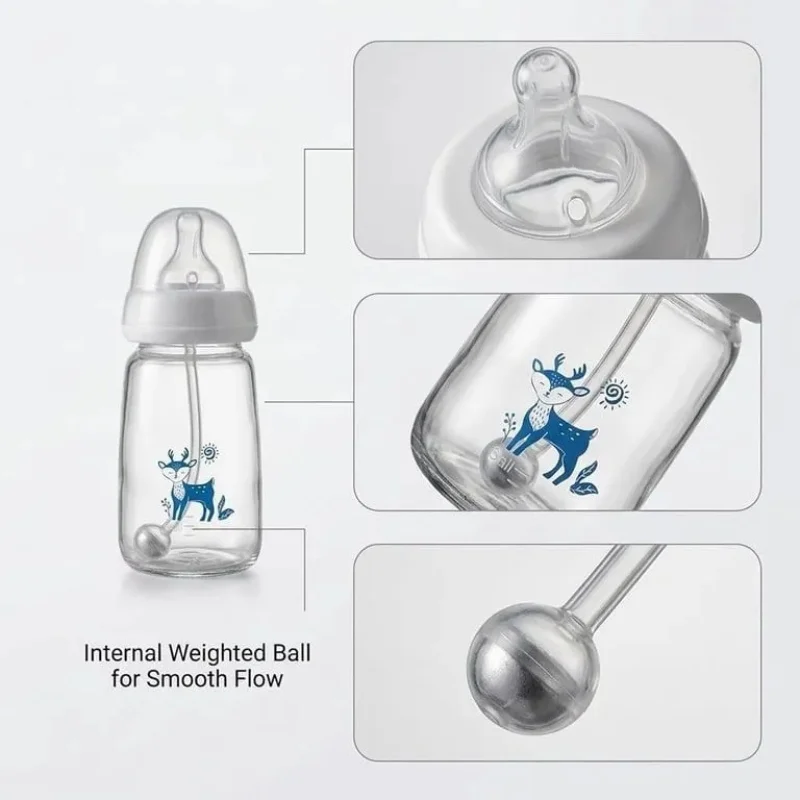 Hands-Free Baby Feeding Bottle | BPA-Free Anti-Colic Baby Milk Bottle with Silicone Straw | Leak-Proof Standard Neck Bottle |240ML - Image 3
