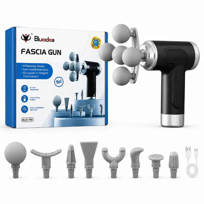Five Head Massage Gun | Rechargeable Deep Tissue Muscle Massager | 9 Massage Heads | 6 Speed Levels | Model BLD-780 | Random color - Image 6