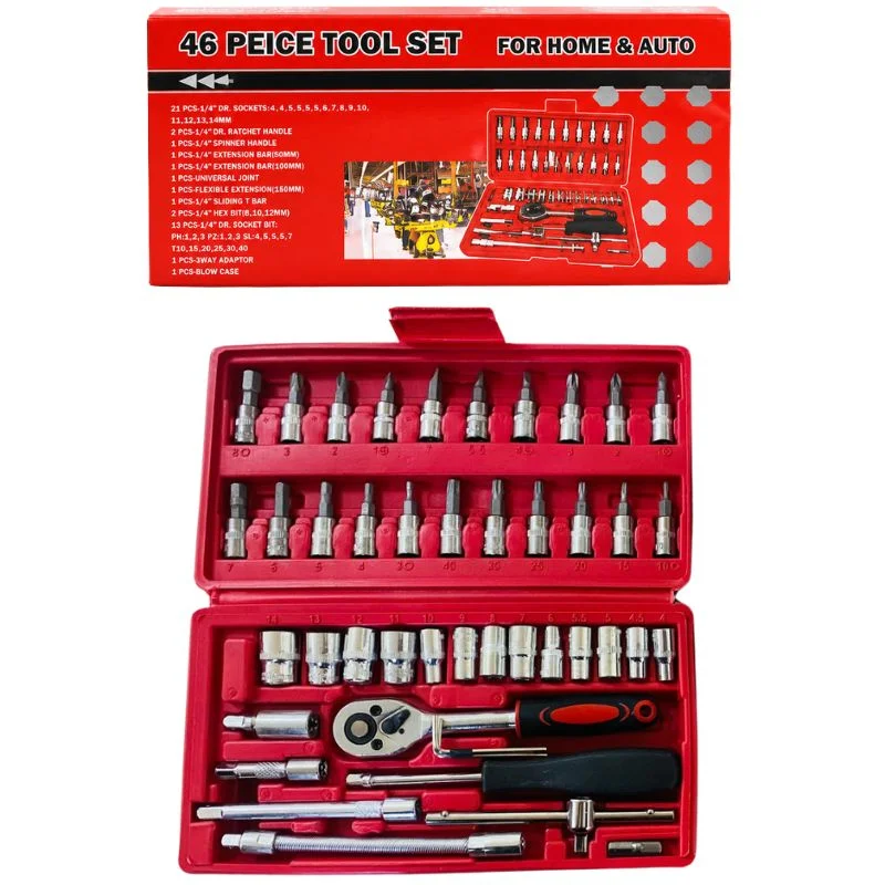 46-Piece Socket Wrench Set | Complete Ratchet Socket & Screwdriver Bit Tool Kit | Chrome Vanadium Steel Repair Tool Set with Storage Case - Image 6
