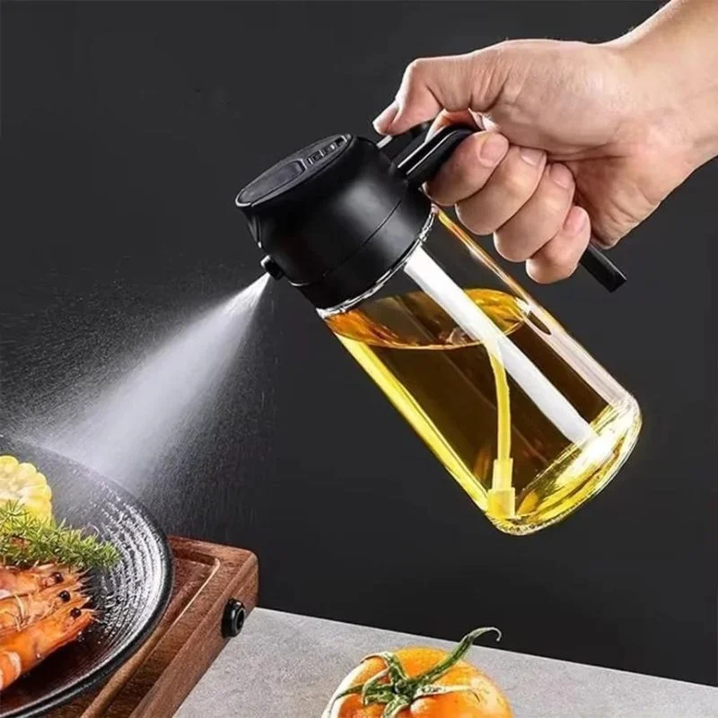 2-in-1 Glass Oil Spray Bottle & Dispenser with Pouring Spout | Kitchen Oil Mister for Air Fryer, BBQ & Cooking| 450ml - Image 5
